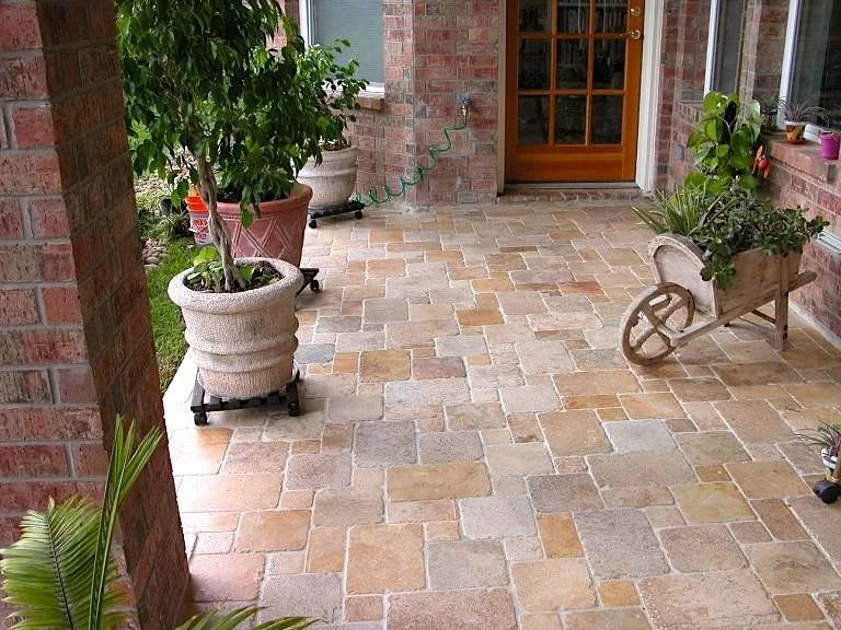 Patio tile install, Austin