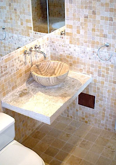 Mosaic wall tile and sink, Austin